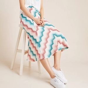 Anthropologie chevron knit midi skirt, xs/ 24", multicolor